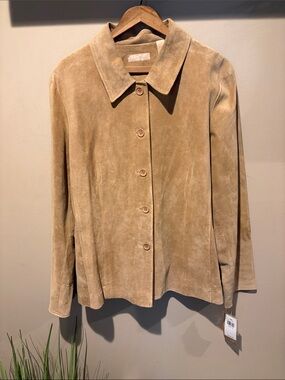 NWT Kate Hill Tan Suede Button-Front Jacket